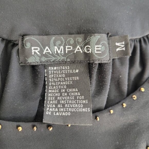 Vintage 90s Y2k Rampage Top Womens M Black Beaded Flowy Sleeveless Silky Feel - Picture 5 of 6